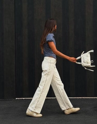 Bershka Брюки с прямыми штанинами, необработанными кромками и люверсами