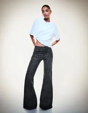 Джинсы клеш комфортные с карманами- Заказать в России