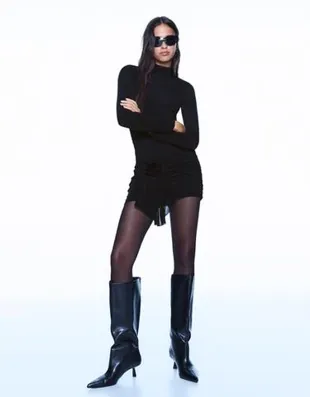 Мини-платье с поясом-кушаком со сборкой и цветочным принтом- Заказать в России