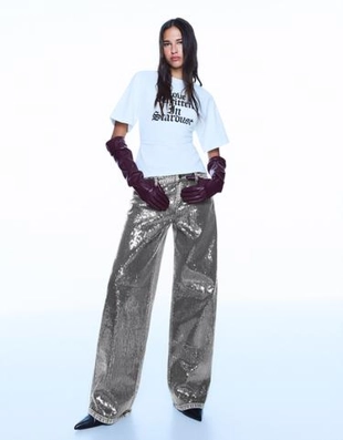 Bershka Брюки BARREL с пайетками