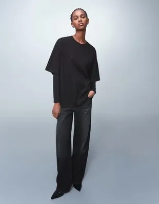 Футболка оверсайз с короткими рукавами и блестками- Заказать в России