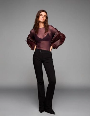 Боди с длинными рукавами из полупрозрачной ткани