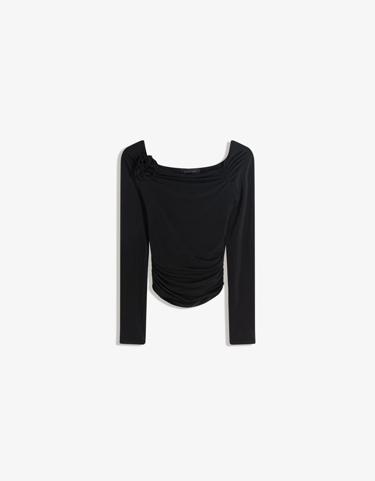 Топ с длинными рукавами и цветочным принтом