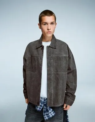 Укороченная куртка-рубашка свободного кроя