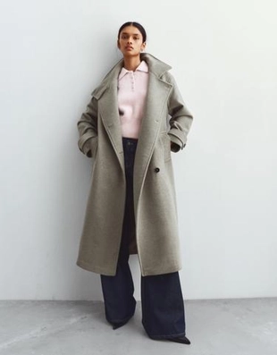 Bershka Длинное пальто с высоким воротником