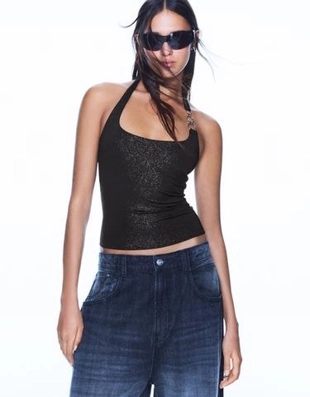 Bershka Облегающий струящийся топ с кольцами купить с доставкой.