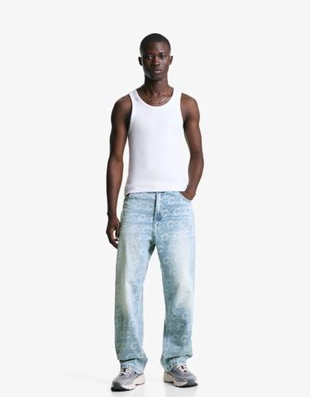 Bershka Жаккардовые джинсы свободного кроя