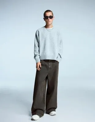 Брюки очень свободного кроя с вощеным покрытием