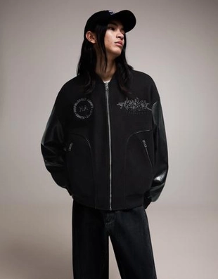 Bershka Куртка из фетра с рукавами из искусственной кожи купить с доставкой.