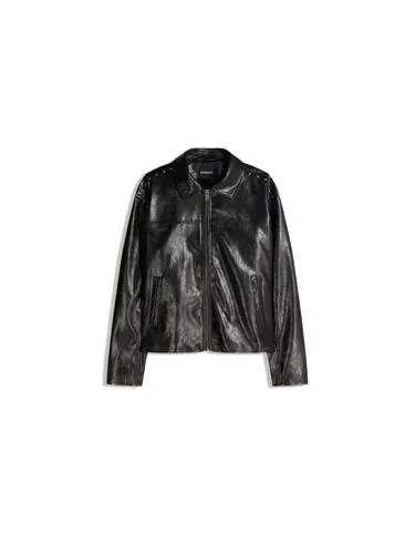 Куртка из искусственной кожи с заклепками- Заказать в России