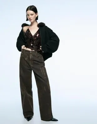 Брюки свободного кроя с принтом- Заказать в России