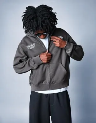 Худи на молнии с капюшоном и принтом- Заказать в России