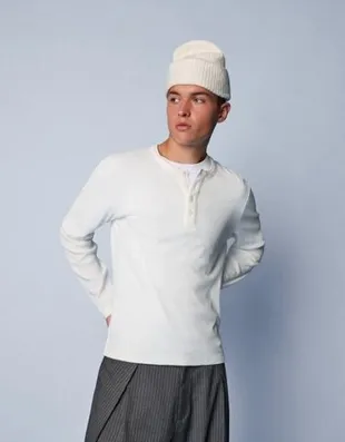 Футболка хенли облегающего кроя с длинными рукавами