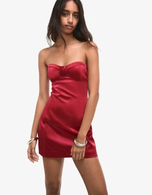 Bershka Мини-платье из сатина с цветочным принтом