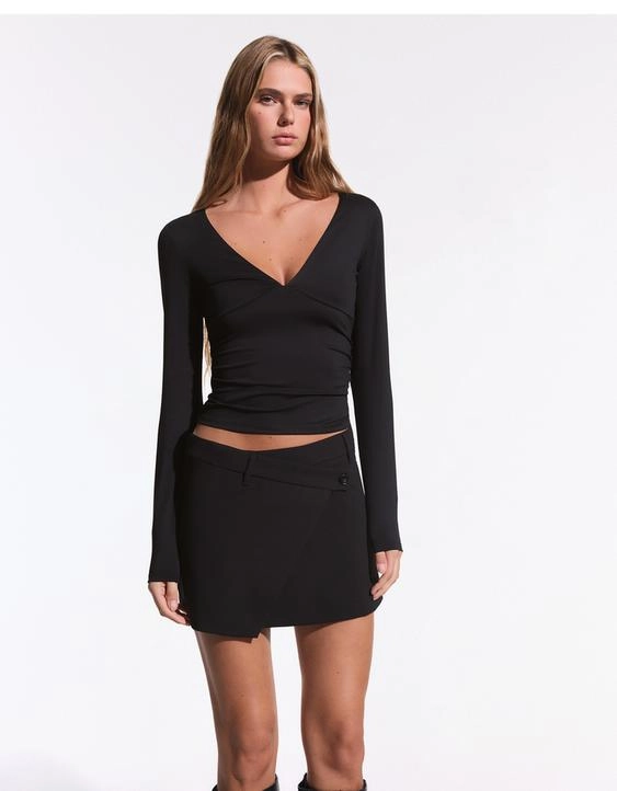 Bershka Футболка с длинными рукавами и сборкой