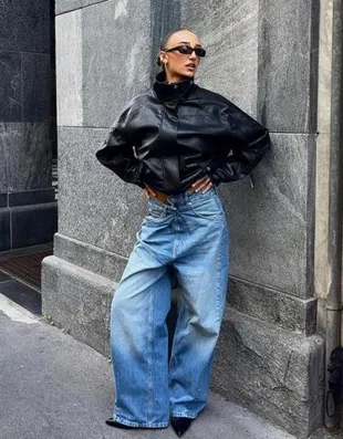 Куртка оверсайз из искусственной кожи