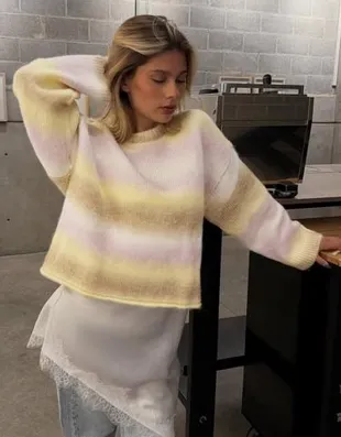 Многоцветный вязаный свитер- Заказать в России