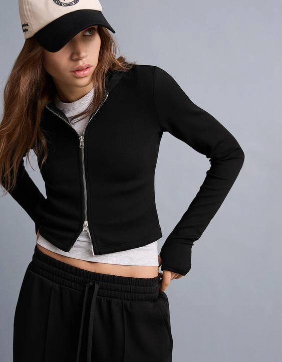 Bershka Худи из мягкого модала на молнии с капюшоном