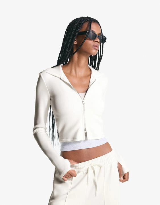 Bershka Худи из мягкого модала на молнии с капюшоном