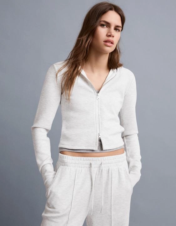 Bershka Худи из мягкого модала на молнии с капюшоном