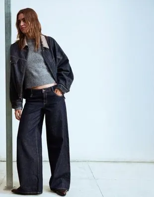 Джинсы с широкими штанинами и низкой посадкой- Заказать в России