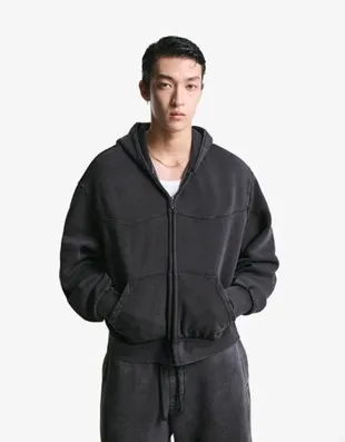 Укороченная толстовка геометрического кроя с застежкой-молнией- Заказать в России