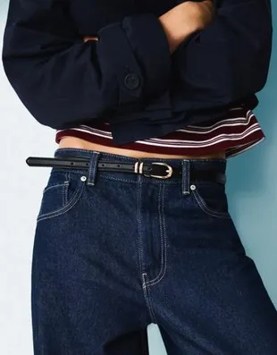 Ремень из искусственной кожи с прострочкой- Заказать в России