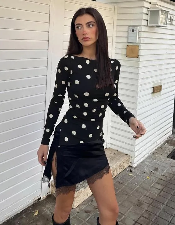 Футболка асимметричного кроя с длинным рукавом- Заказать в России