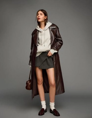 OVERSIZE LEATHER EFFECT TRENCH COAT
