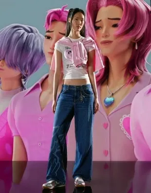 Джинсы KPOP DEMON HUNTERS SAJA BOYS свободного кроя с принтом