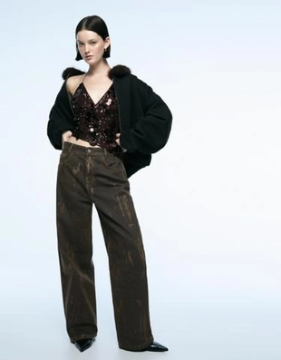 Bershka Брюки свободного кроя с принтом купить с доставкой.