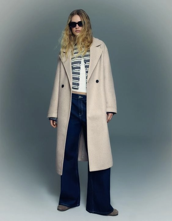 Bershka Двубортное пальто SOFT TOUCH