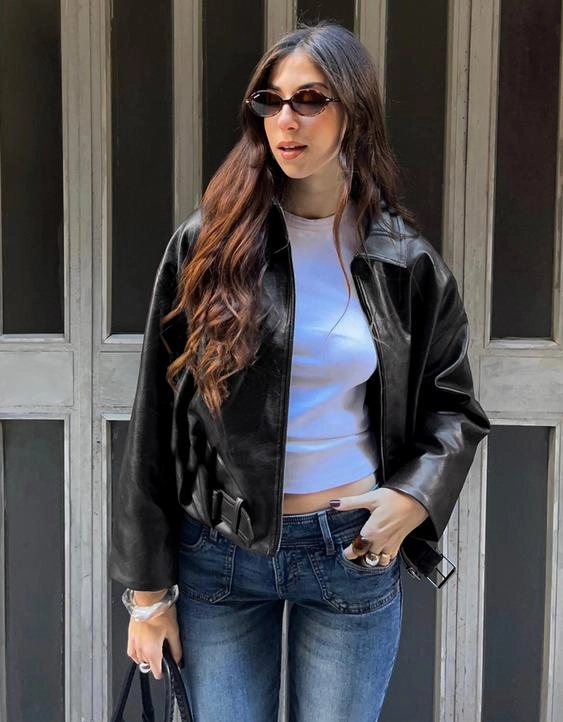 Bershka Куртка-бомбер из искусственной кожи с ремнем купить с доставкой.