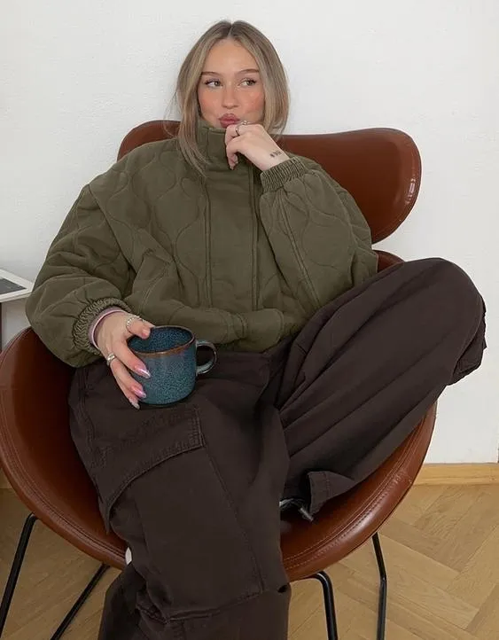 Куртка с вышивкой и узором «косы»