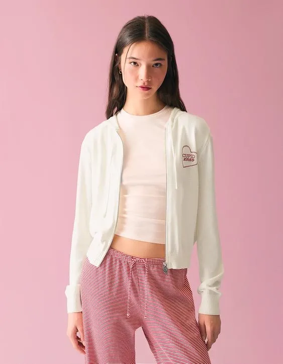 Худи на молнии с капюшоном и принтом- Заказать в России