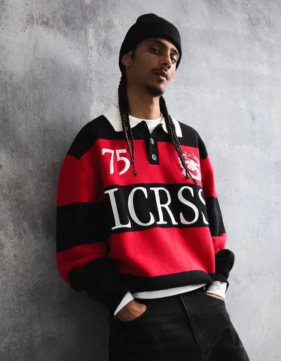 Свитер с воротником поло и вышивкой- Заказать в России