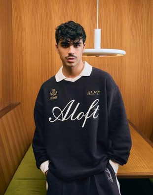 Bershka Поло геометрического кроя с длинными рукавами и принтом