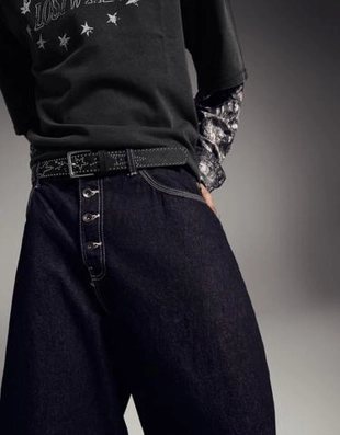 Ремень из искусственной кожи с заклепками- Заказать в России