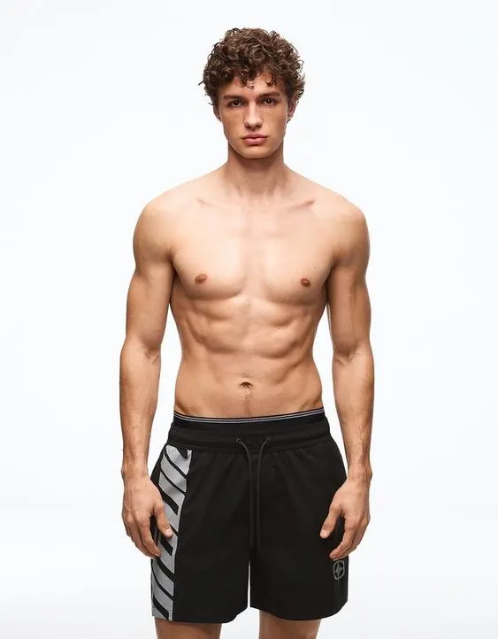 Плавки свободного кроя с двойным поясом и принтом- Заказать в России