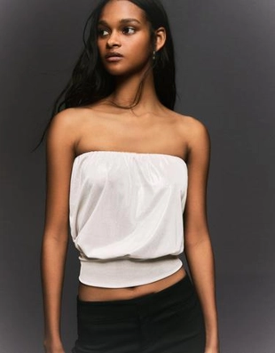 Bershka Топ бандо с рукавами-фонариками купить с доставкой.