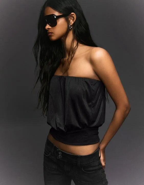 Топ бандо с рукавами-фонариками