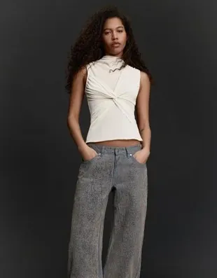 Bershka Топ из полупрозрачной ткани без рукавов