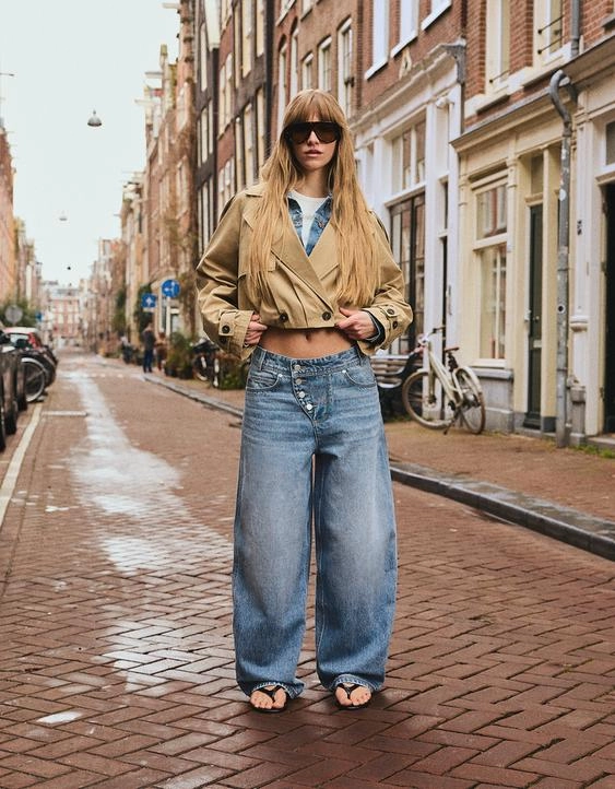 Bershka Укороченный тренч с рукавами-фонариками