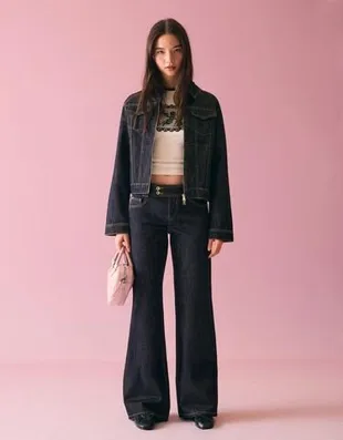 Джинсы свободного кроя с принтом