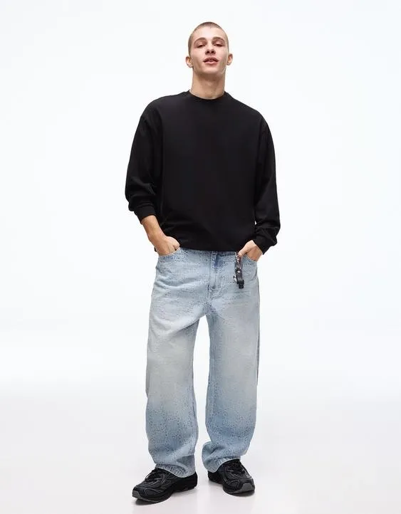 Жаккардовые джинсы свободного кроя- Заказать в России