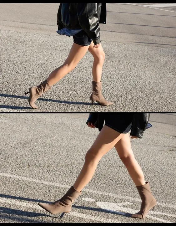 Fitted kitten heel ankle boots