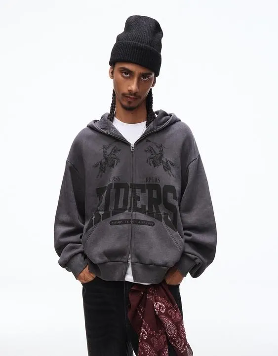 Куртка геометрического кроя с застежкой-молнией и принтом- Заказать в России