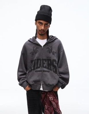 Bershka Куртка геометрического кроя с застежкой-молнией и принтом