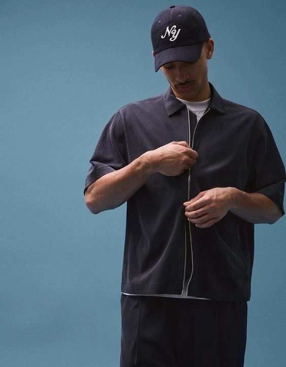 Bershka Рубашка с короткими рукавами свободного кроя BERSHKA