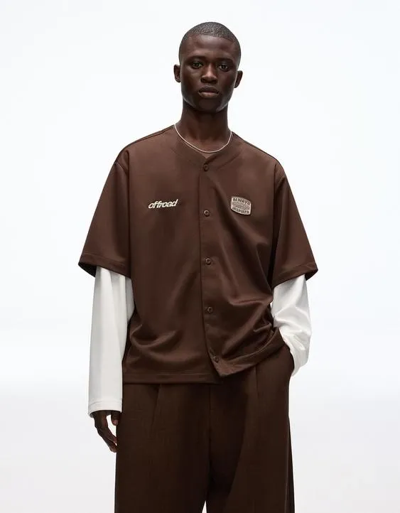 Рубашка с двойными рукавами свободного кроя и вышивкой- Заказать в России